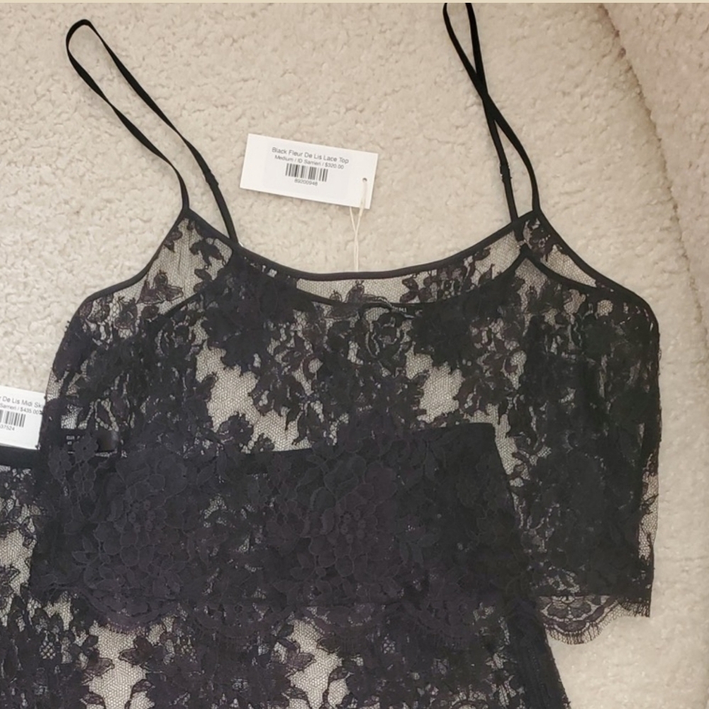 ID sarrieri Black Fluer De Lis lace top